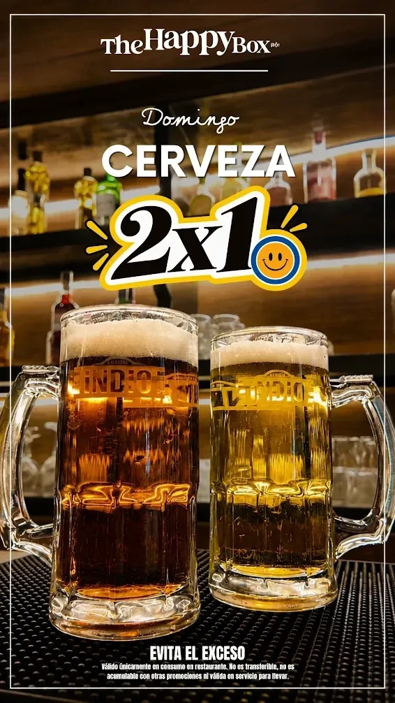 Cartel de la promoción: domingo de cerveza 2×1